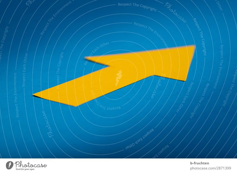 Yellow Arrow Workplace Economy Advertising Industry Business Career Success Paper Sign Select Looking Uniqueness Blue Past Change Lanes & trails Future