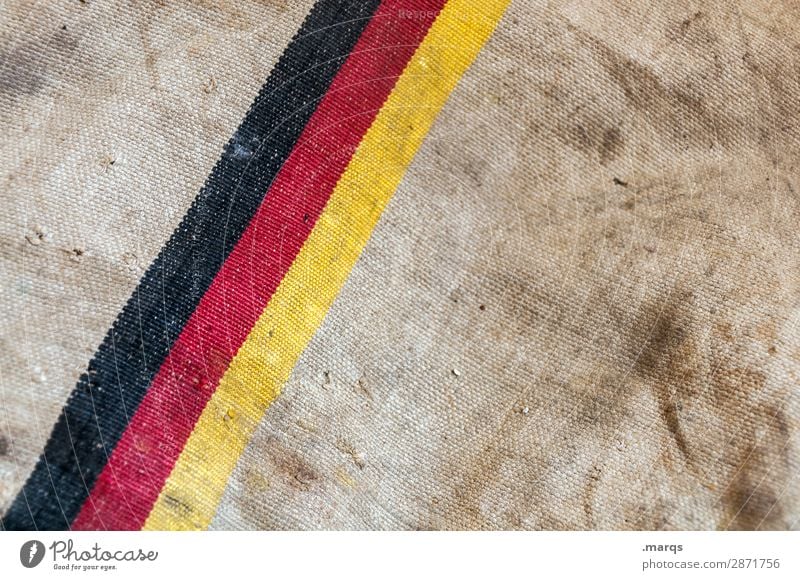 Made in Germany Sign Line German Flag Old Dirty Brown Yellow Red Black Background picture Politics and state Colour photo Exterior shot Close-up Deserted