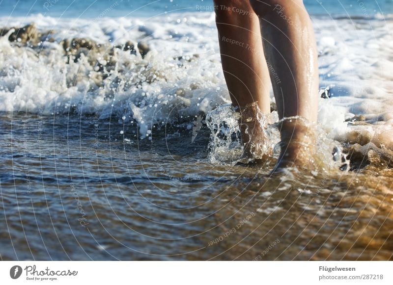 When's it gonna get real again... Legs Feet Summer Waves Coast Lakeside River bank Beach North Sea Baltic Sea Ocean Water Swimming & Bathing Cold Joy Swell