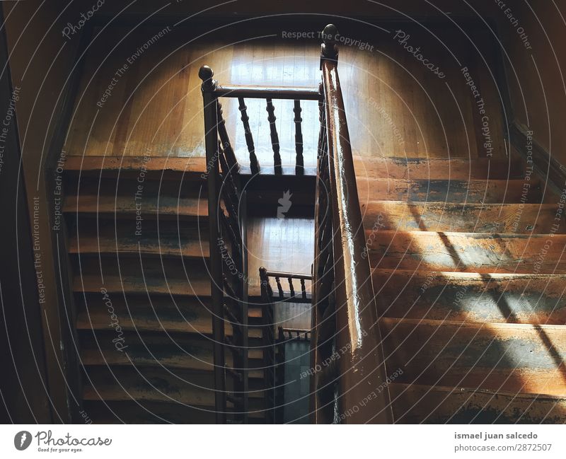 wooden stairs in the shadow Stairs Staircase (Hallway) Wood Steps Architecture Structures and shapes Construction Interior shot Old Abandon Upper Downward