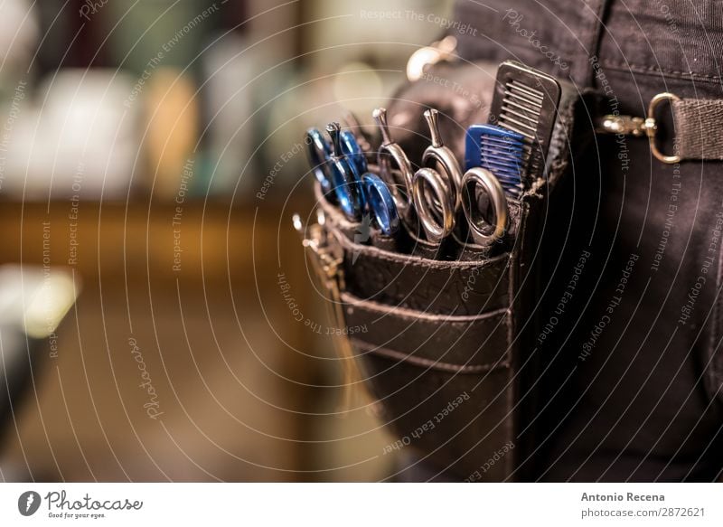 angular macro detail of a modern barber scissors. Work and employment Profession Hairdresser Workplace Stomach 1 Human being Hair and hairstyles Comb Hairbrush