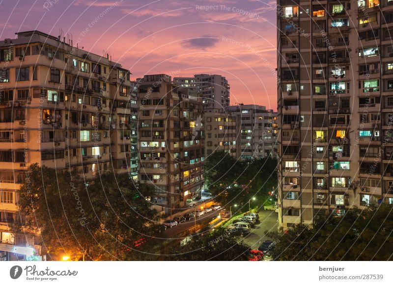 Mumbai lights Skyline Overpopulated High-rise Architecture Street Crossroads Claustrophobia Bombay India Colour photo Multicoloured Exterior shot Twilight