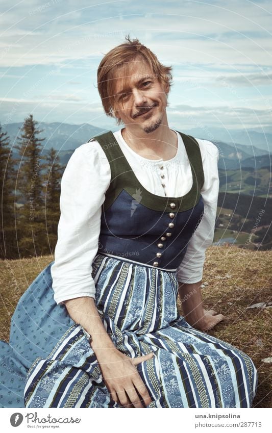 the dairymaid from königssee Lifestyle Beautiful Tourism Mountain Hiking Man Adults 1 Human being 30 - 45 years Nature Landscape Tree Meadow Alps Fashion Dress