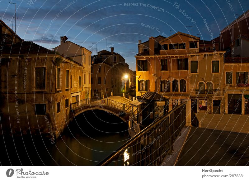 Blue hour in Dorsoduro Sky Clouds Night sky Beautiful weather Venice Italy Port City House (Residential Structure) Bridge Manmade structures Building Stairs