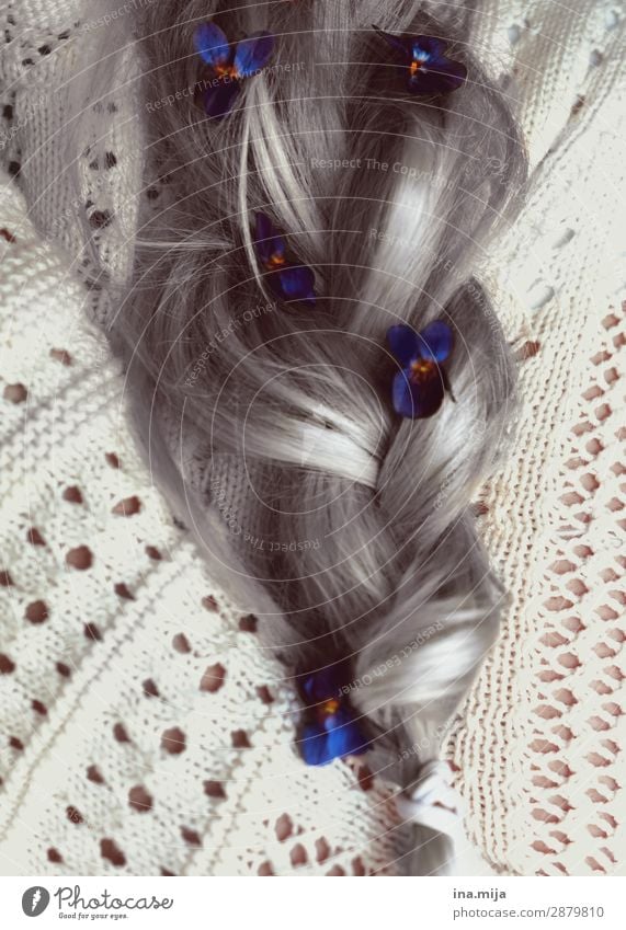 silver hair pretty Personal hygiene Hair and hairstyles Hair accessories Gray-haired White-haired Long-haired Braids Haircut Strand of hair Hair colour