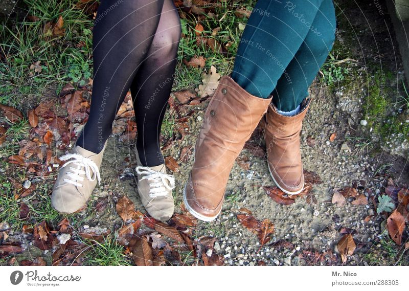 these boots... Feminine Youth (Young adults) Legs Feet 2 Human being 13 - 18 years Child Environment Pants Tights Footwear Boots Friendship Sit Posture Knee