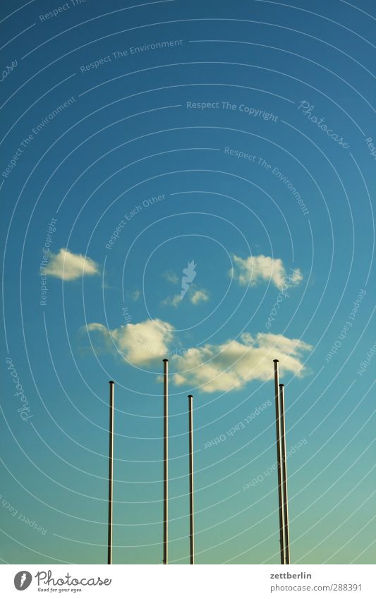 five Town Long Flagpole Mast 5 Sky Clouds Color gradient Summer Colour photo Subdued colour Exterior shot Deserted Copy Space left Copy Space right