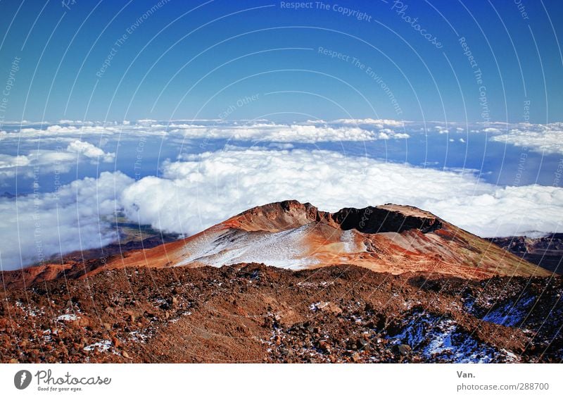 the world lies at our feet Nature Landscape Earth Sky Clouds Beautiful weather Snow Rock Mountain Volcano Volcanic crater Tenerife Hiking Tall Blue Red