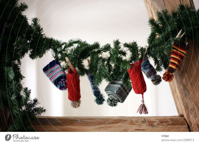 Wichtelpopichtel at home Lifestyle Joy Living or residing Decoration Christmas & Advent Fir branch Cap Woolen hat Bobble hat Paper chain Advent Calendar Goblin