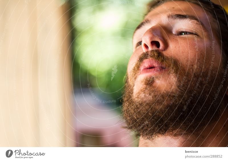 whistle Man Human being Facial hair Beard Unshaven Hair Blow Smoking Tobacco products Whistle Music Song Young man Masculine Laughter Smiling Caucasian White