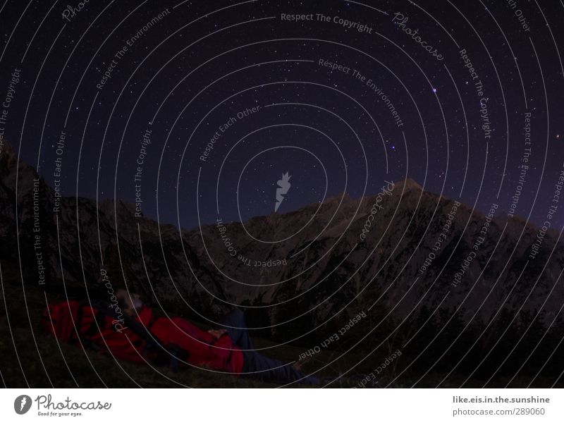 sleeping under a star tent Well-being Contentment Senses Relaxation Calm Vacation & Travel Trip Adventure Freedom Mountain Hiking Masculine Androgynous Man