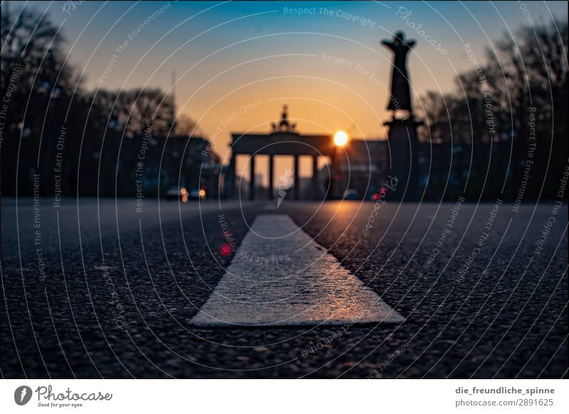 Morning sun in Berlin IV Cloudless sky Sun Sunrise Sunset Spring Beautiful weather Germany Europe Town Capital city Downtown Deserted Tourist Attraction