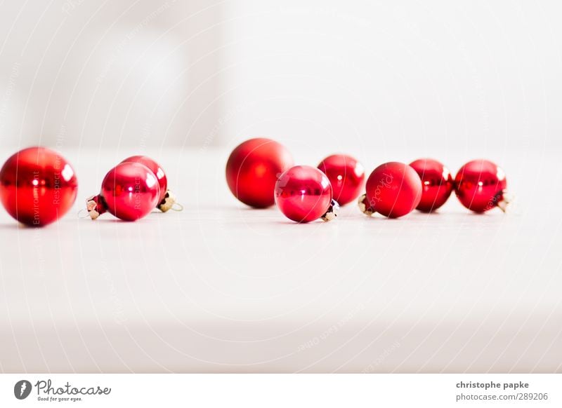 rum balls Christmas & Advent Kitsch Odds and ends Glass Red Glitter Ball Christmas decoration Colour photo Interior shot Close-up Detail Deserted Copy Space top