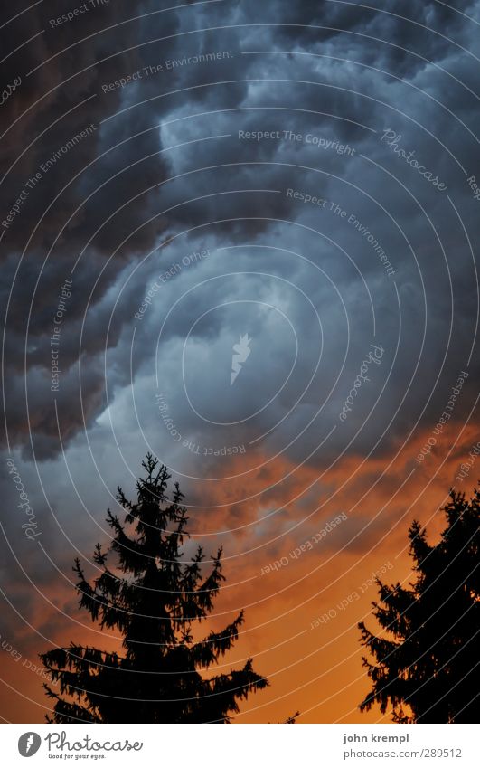 End of the world Cloudbusting Environment Nature Landscape Storm clouds Climate Weather Bad weather Gale Thunder and lightning Illuminate Dark Fear Dangerous