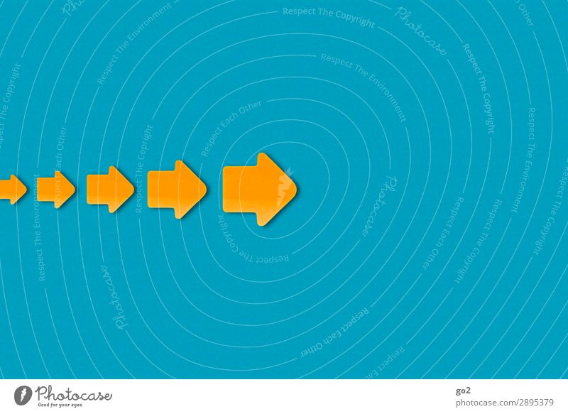 Arrows to the right Sign Signs and labeling Signage Warning sign Blue Orange Movement Advancement Problem solving Mobility Logistics Growth Lanes & trails