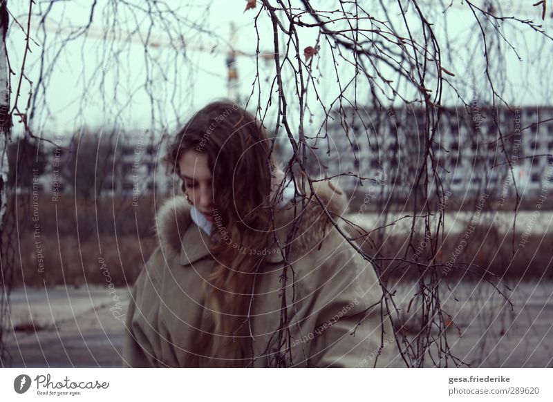 YOU Hair and hairstyles Far-off places Construction site Young woman Youth (Young adults) 1 Human being 13 - 18 years Child Landscape Horizon Winter Bad weather