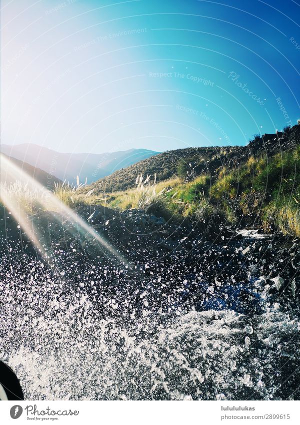 They're drops of water in summer. Beautiful weather Grass Bushes Park Brook River Joy Happy road trip Road movie Plant Blue sky Drops of water Motoring