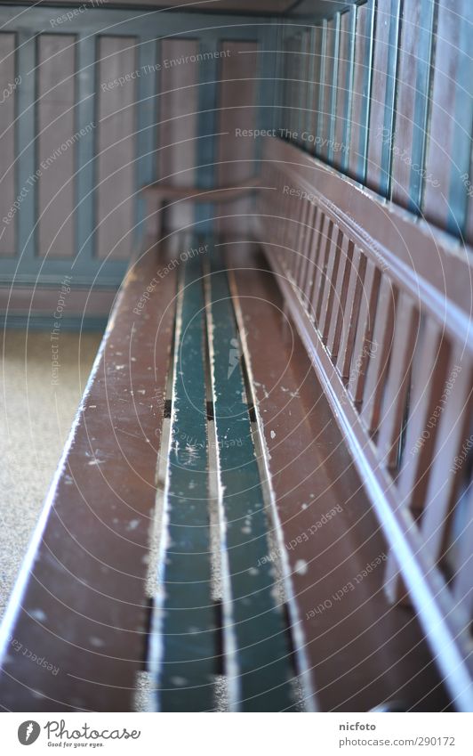 waiting area Wood Sit Wait Brown Green Safety Protection Calm Colour photo Subdued colour Interior shot Day Half-profile