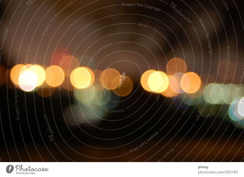 bokeh Night life Esthetic Bright Beautiful Yellow Orange Black romantic circles shapes round repetition Colour photo Exterior shot Experimental Abstract