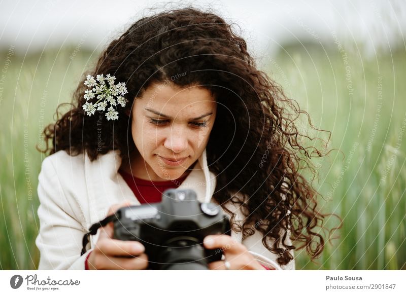 Girl Looking at camera Lifestyle Vacation & Travel Tourism Trip Photographer Camera Human being Feminine Young woman Youth (Young adults) Woman Adults 1