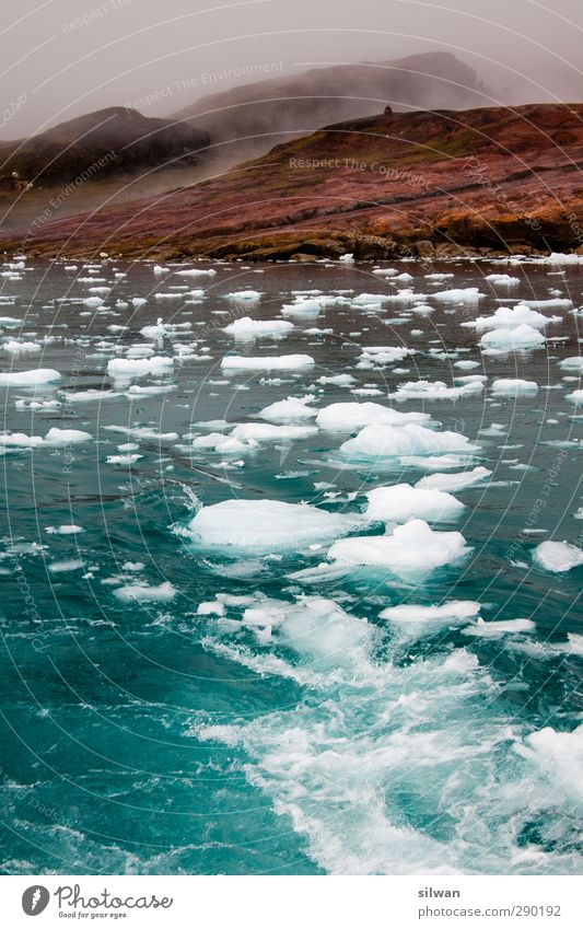 Green(ice)land Adventure Expedition Ocean Waves Nature Landscape Water Bad weather Ice Frost Narsaq Discover Freeze Dark Blue Brown Turquoise Calm Freedom Idyll