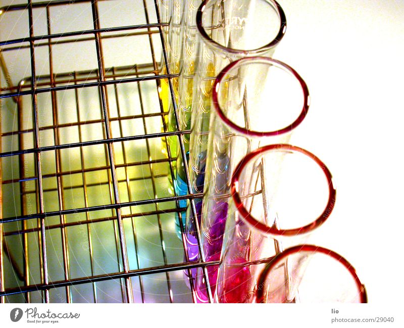 ringlet Test tube Experimental Science & Research Laboratory Prismatic colors Multicoloured Grating ph-values Chemistry Attempt Glass