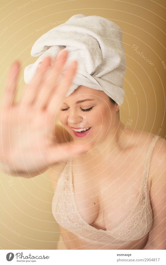 natural woman portrait after bath Joy Beautiful Personal hygiene Body Hair and hairstyles Skin Face Healthy Health care Wellness Life Harmonious Well-being