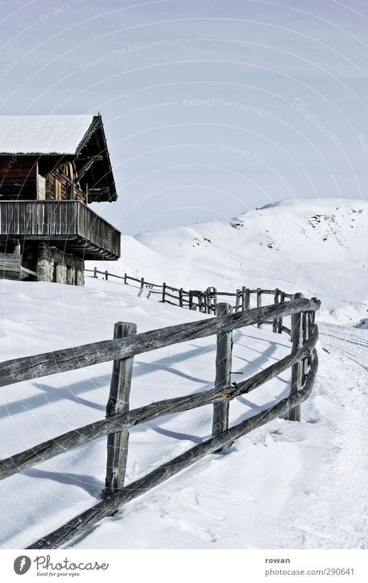 hut Environment Nature Landscape Beautiful weather Ice Frost Snow Alps Mountain House (Residential Structure) Detached house Dream house Hut Manmade structures