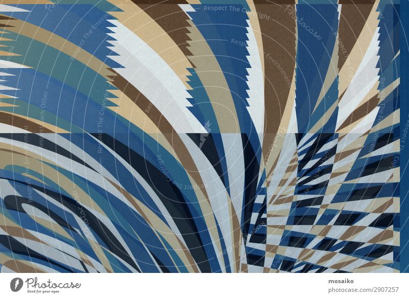 stripes on paper - blue, beige, white Lifestyle Elegant Style Design Joy Happy Entertainment Party Event Feasts & Celebrations Art Work of art Circus Esthetic