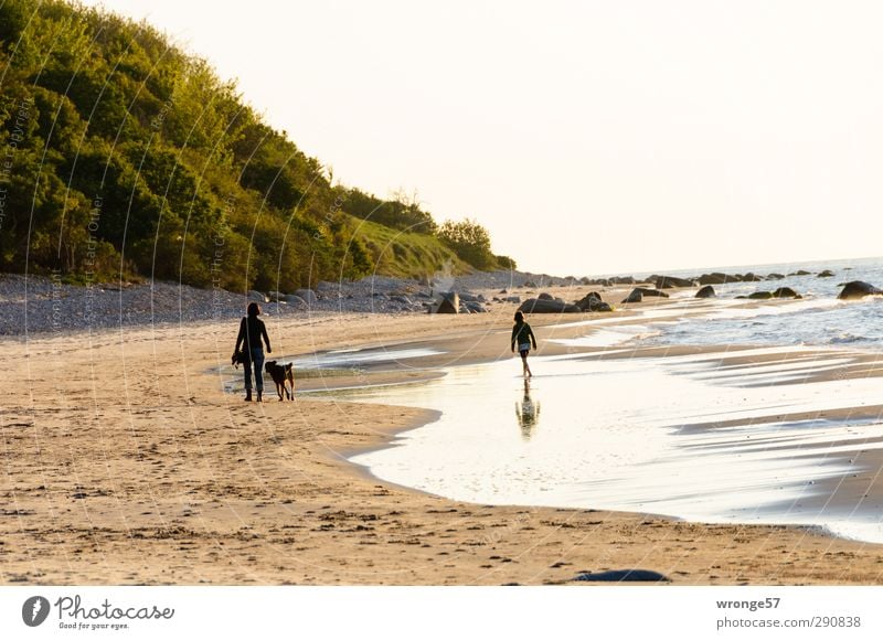 beach hike Vacation & Travel Trip Beach Human being Feminine Child Girl Young woman Youth (Young adults) 2 Water Sky Horizon Spring Beautiful weather Coast