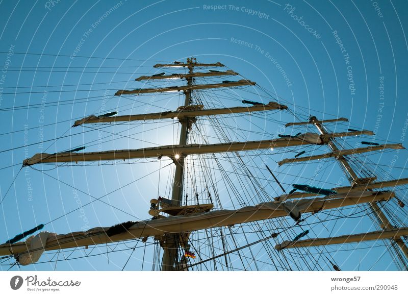 sailing break Leisure and hobbies Sailing Adventure Expedition Summer Ocean Sky Cloudless sky Sun Navigation Sailing ship Watercraft Longing Wanderlust Mast