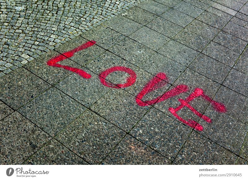 love Love Declaration of love Emotions Spring fever Together Relationship Characters Word Graffiti Sidewalk Footpath