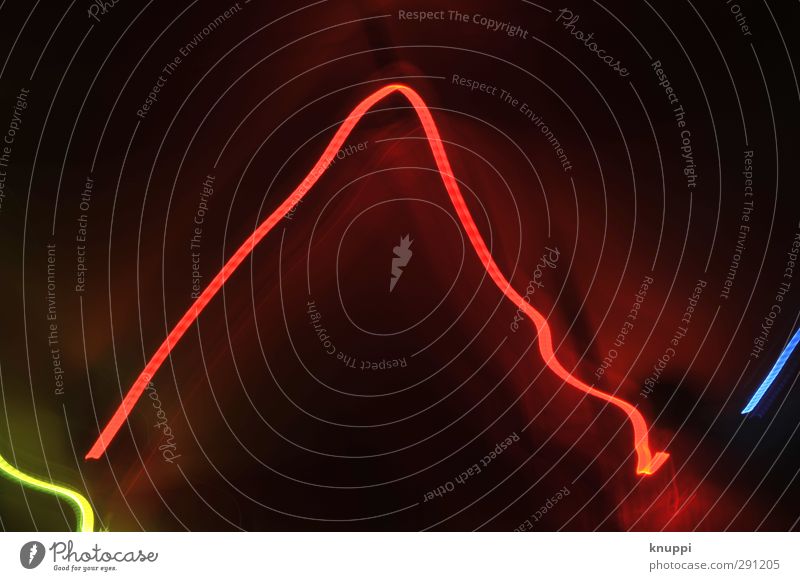 up & down Technology High-tech Movement Illuminate Dark Thin Point Blue Yellow Red Black Lamp Light Beam of light Tall Downward Artificial light 3 Colour photo