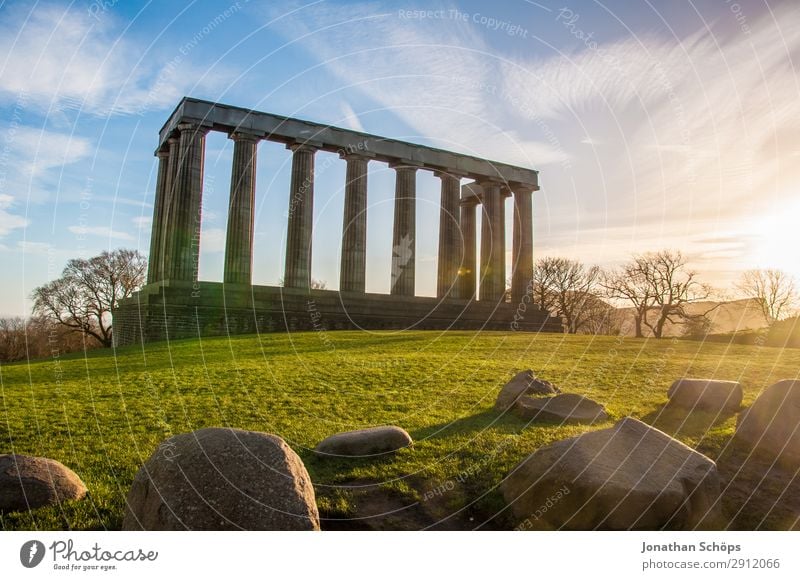 National Monument, Calton Hill, Edinburgh Tourism Mountain Landscape Meadow Manmade structures Building Architecture Tourist Attraction Landmark Bright