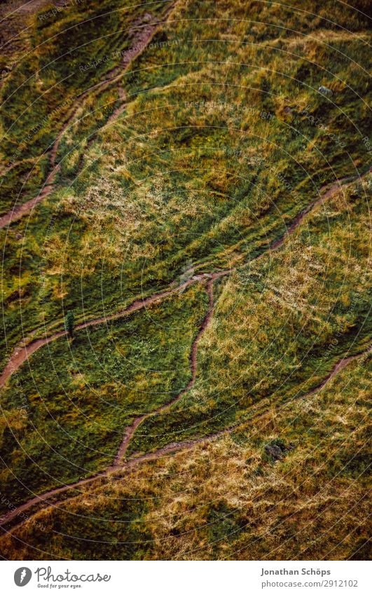 Bird's eye view of hiking trails near Edinburgh, Scotland Hiking Nature Landscape Meadow Lanes & trails Esthetic Great Britain Miniature Footpath Arthur's Seat