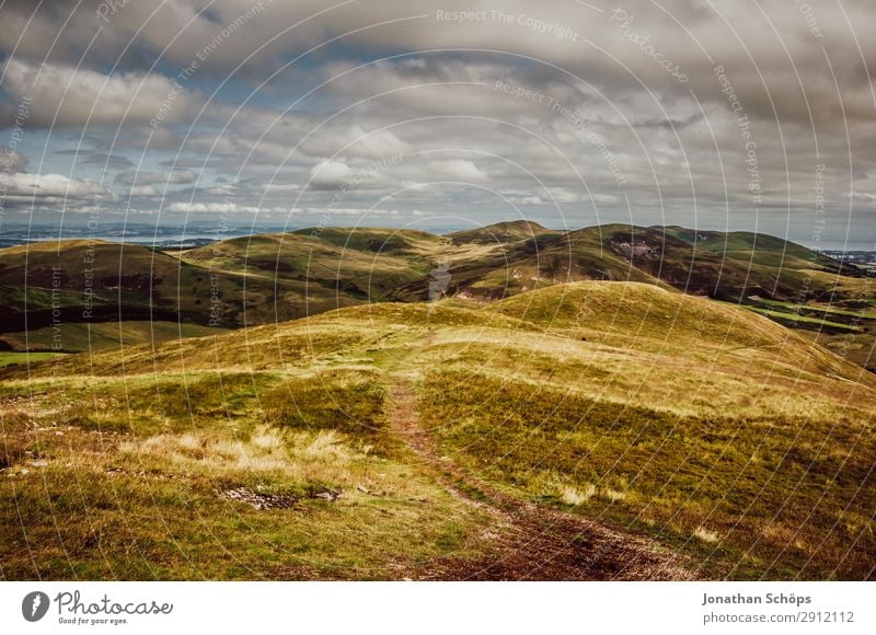 Pentland Hills near Edinburgh, Scotland Mountain Hiking Nature Landscape Elements Air Sky Summer Climate Beautiful weather Field Green Vantage point