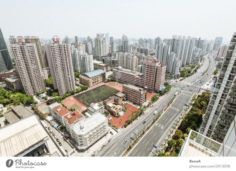 New district in Shanghai, China Life Vacation & Travel Asia Town Capital city Downtown Pedestrian precinct Skyline Overpopulated High-rise Bank building