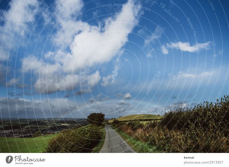 The Rainbow Harmonious Well-being Contentment Senses Relaxation Calm Leisure and hobbies Trip Adventure Freedom Landscape Sky Clouds Beautiful weather Bushes