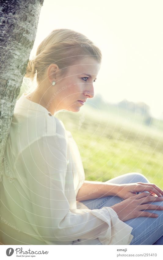 pastel Young woman Youth (Young adults) 1 Human being 18 - 30 years Adults Environment Nature Sunlight Spring Beautiful weather Blonde Natural Colour photo