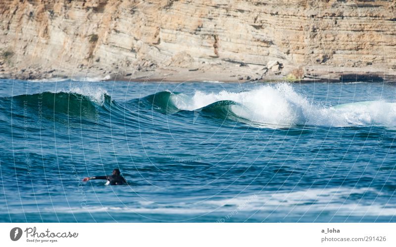 playground Lifestyle Sports Aquatics Surfing Surfboard Wetsuit Human being Masculine 1 Nature Landscape Elements Water Summer Beautiful weather Alps Waves Coast