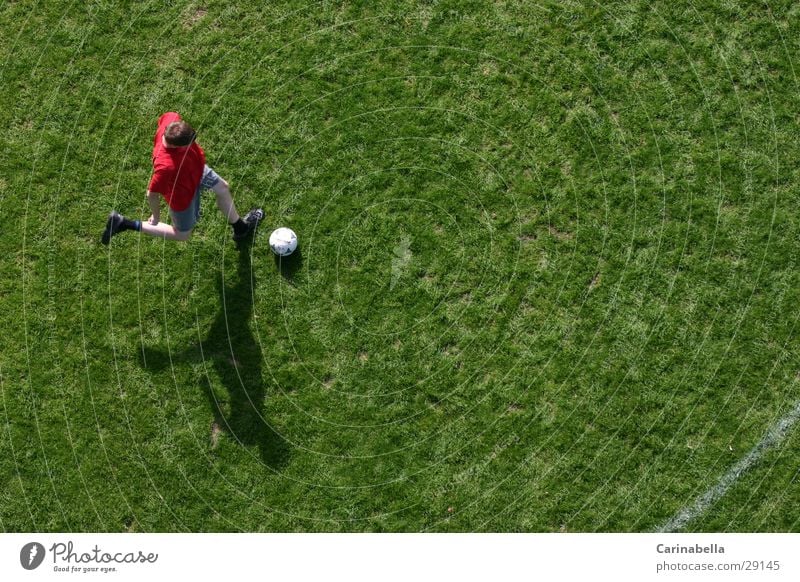 soccer Football pitch Bird's-eye view Grass Green Playing Shadow Sports Soccer Running Tread