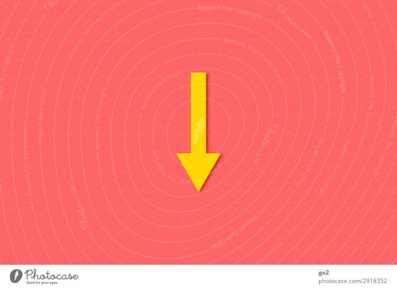 down Paper Sign Signs and labeling Signage Warning sign Arrow Esthetic Simple Yellow Crisis Fiasco Precision Lanes & trails Direction Trend-setting Under South