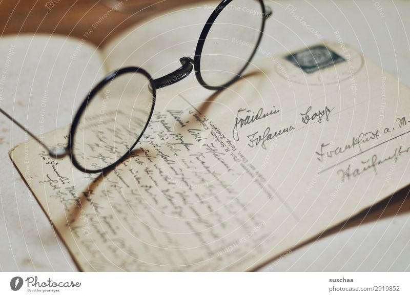 old postcard Mail Letter (Mail) Card Analog then Former Write Communicate message Handwriting old font Past Transience have a presentiment Sender Old