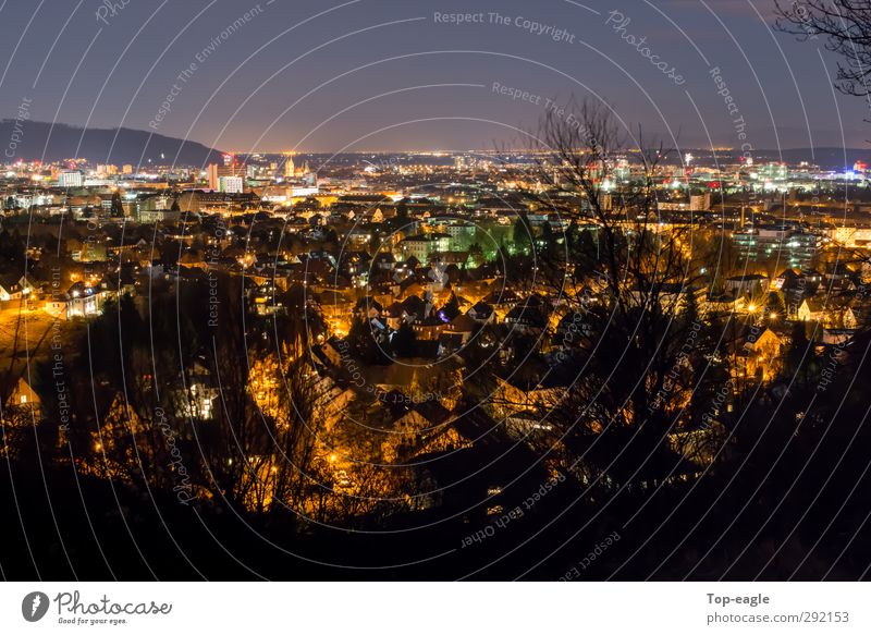 lava Lifestyle Night life Night sky Freiburg im Breisgau Town Outskirts Old town House (Residential Structure) Illuminate Moody Sea of light Colour photo