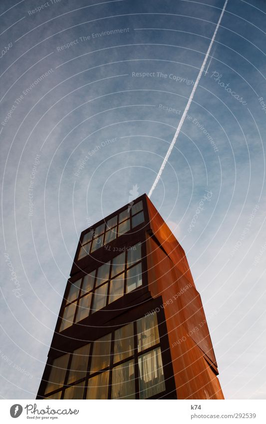 l'estel ferit Sky House (Residential Structure) High-rise Architecture Monument Glass Metal Old Blue Orange Art Rust Swing Colour photo Exterior shot Deserted