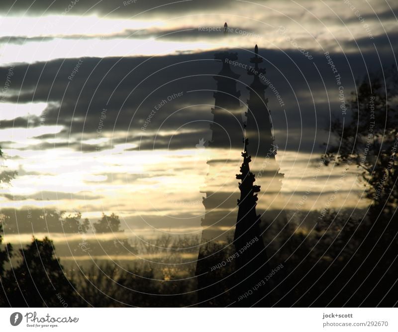 in the twilight the national monument for the wars of liberation Sky Clouds Monument Fantastic Historic Surrealism Sculpture Double exposure Column Illusion