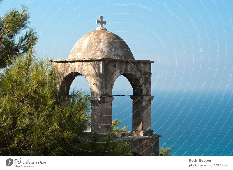 Monastery with sea view Calm Vacation & Travel Trip Far-off places Summer vacation Ocean Hiking Architecture Nature Landscape Plant Water Sky Cloudless sky