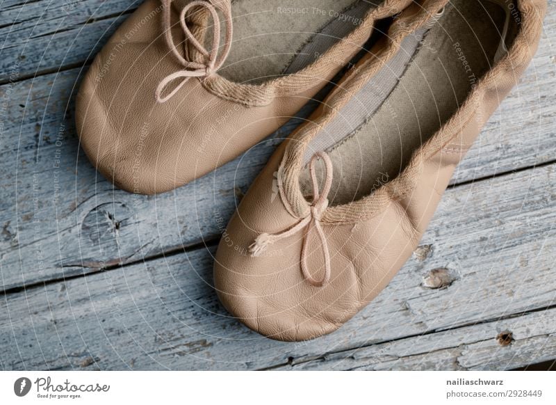 ballet shoes Lifestyle Wooden floor Footwear Sneakers lap Ballet shoe Bow Old Simple Elegant Retro Education Leisure and hobbies Joy Pure Dream Dance event