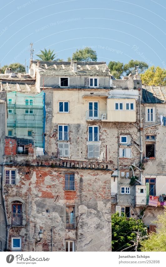 Corsica XXIV Esthetic South Colour photo Exterior shot Deserted Wall (barrier) Stone Old Window Upward Architecture Wall (building) Manmade structures