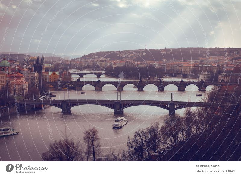 praha Vacation & Travel Tourism Trip Far-off places Sightseeing City trip Sun Winter Winter vacation Prague Capital city Skyline Bridge Manmade structures